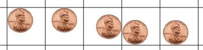cuadrícula de monedas dentro de diferentes posiciones