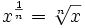 x^(1/n) es la raíz enésima de x