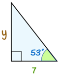 triángulo: lados 7, y. 35 grados