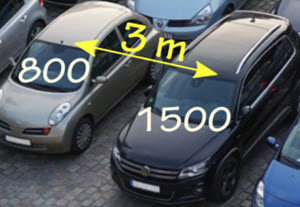 gravedad entre coches de 800 y 1500 masas