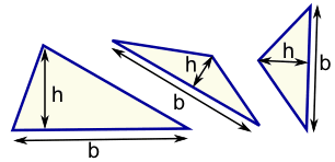 área de los 3 triángulos por separado