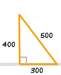 triángulo: 300, 400, 500 ángulo recto