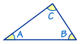 Triángulo con ángulos A,B,C