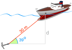 ejemplo de barco trigonométrico 30m a 39 grados