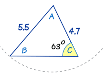 ejemplo de la regla del seno trigonométrico con un ángulo